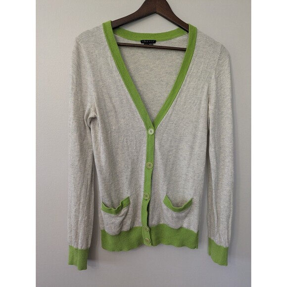 THEORY Cotton Cashmere Blend Cardigan Sweater Button V-neck Lightweight Medium - Picture 1 of 12